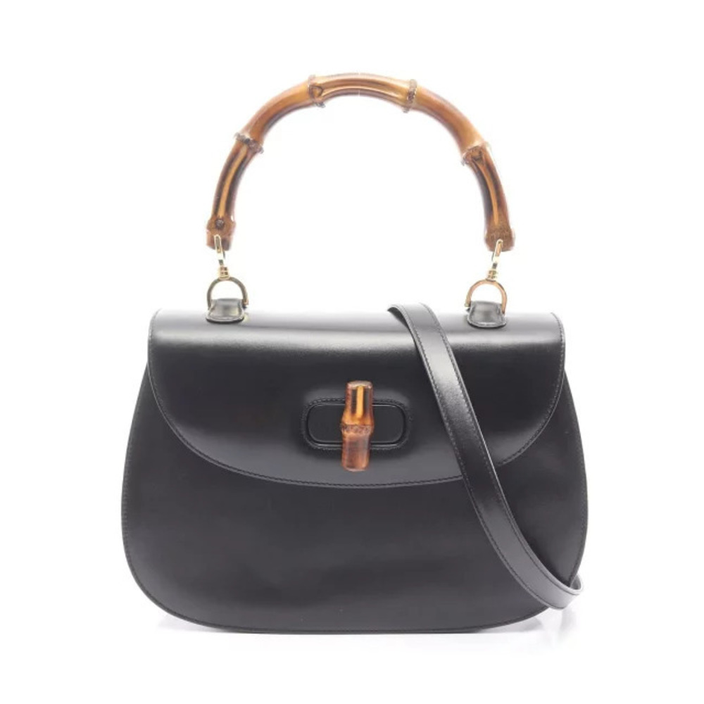 Gucci Bamboo 2way Handbag Leather Black